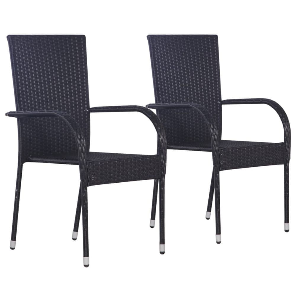 Petromila vidaXL Stohovateľné vonkajšie stoličky 2 ks, polyratan, čierne